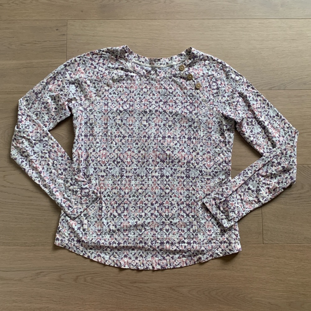 Women's S Pink Purple Alpine Sherpa Long Sleeve Top with Shoulder Buttons